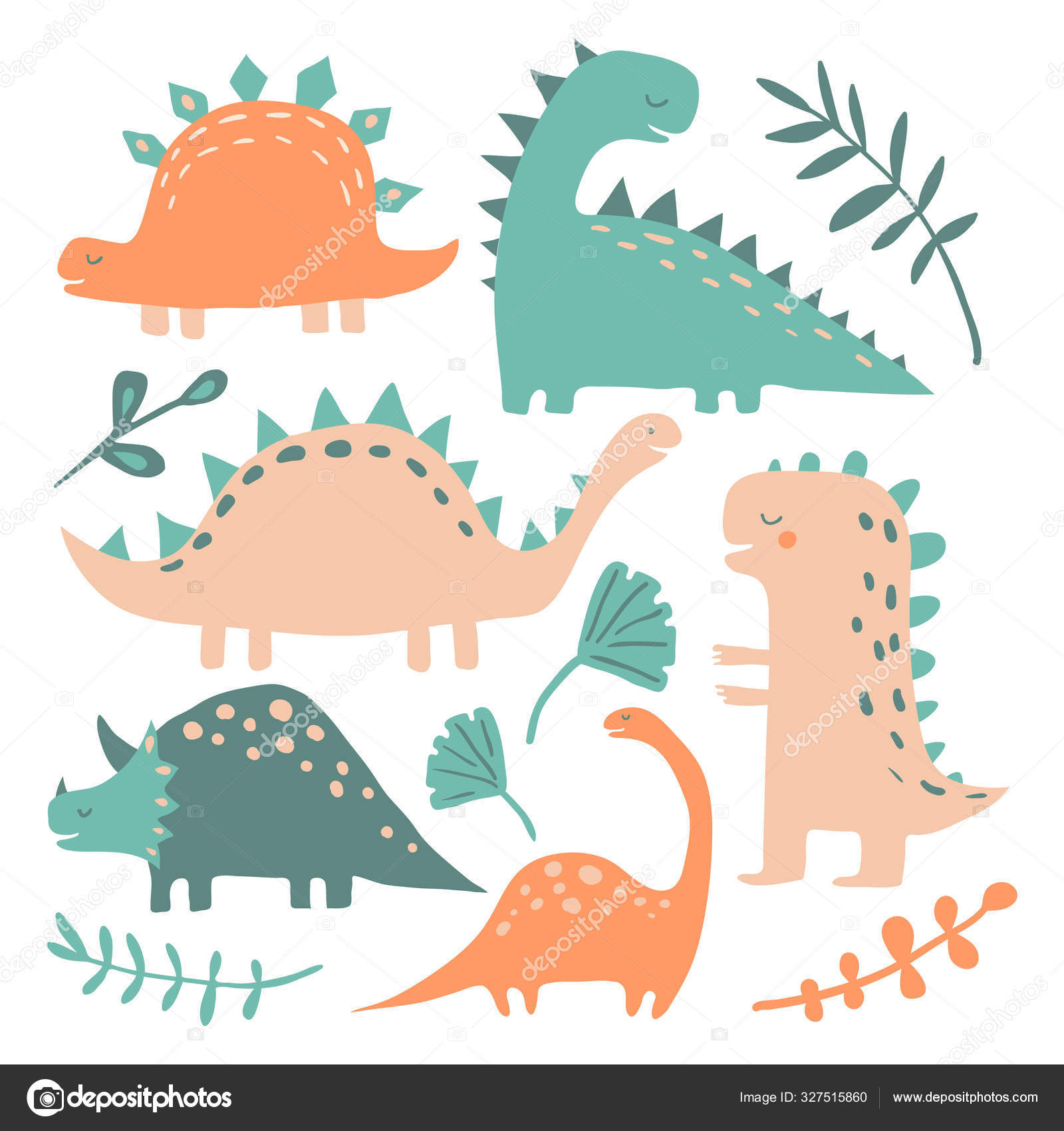 Funny Cartoon Dinosaur, Cute Illustration in Flat Style. Colorful