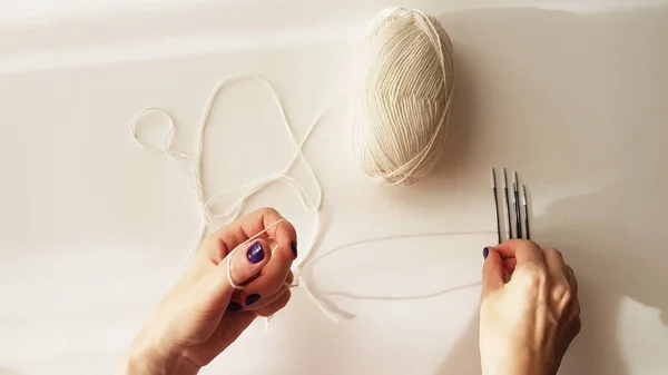 Knitted wool socks hand made — Stock Photo, Image