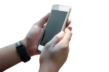 bir akıllı telefon kullanan adam