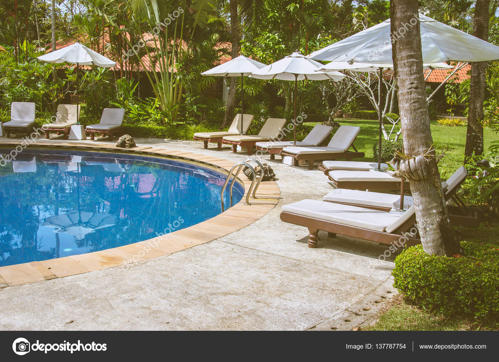 Vintage Chairs Swimming Pool Stock Photo C Aoo8449 137787754