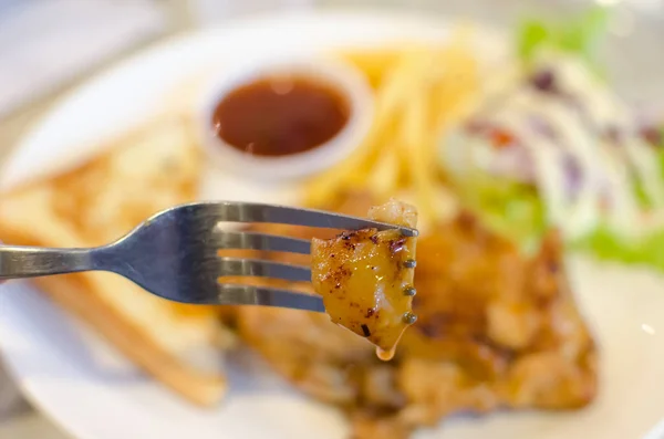 Chicken Steak French Fries — Stock Photo, Image