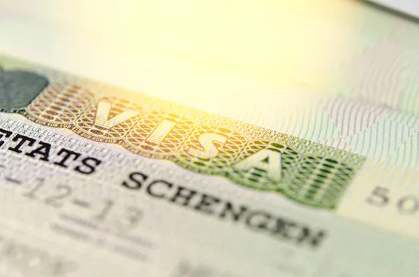 Passaporte Visto Close Schengen — Fotografia de Stock