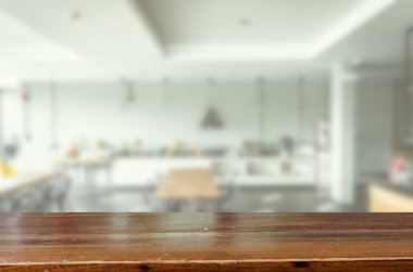 Ahşap masa üst bulanıklık Restoran - vintage etkisi tarzı resim ürün görüntü montajı için