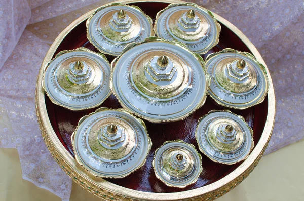 Benjarong Uma Porcelana Tradicional Tailandesa Cinco Cores Famosa Período Rattanakosin — Fotografia de Stock
