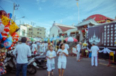 Bulanık arka plan insanlar eski şehrin Phuket, Tayland.