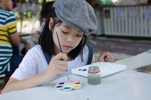 Niños Asiático Para Colorear Bandeja Para Colorear Mesa —  Fotos de Stock