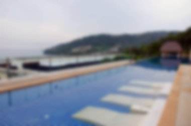 bulanık Yüzme Havuzu güzel arka plan için tropikal tatil.