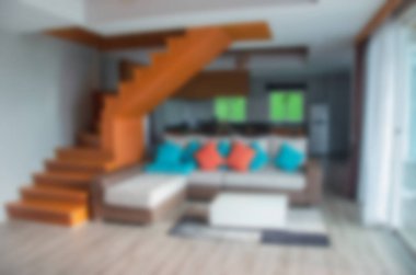 Soyut oturma odası dekorasyon iç için arka plan bulanıklık