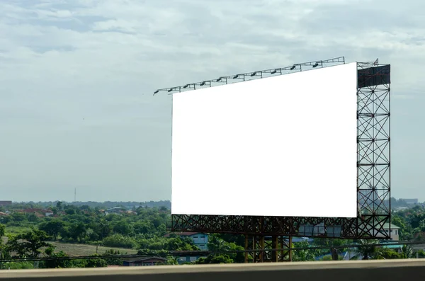 Cartellone Bianco Pubblicità Testo Immagini Sulla Strada Percorso Ritaglio — Foto Stock