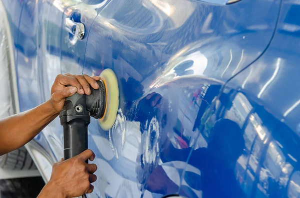 Pulido Automático Con Pulido Del Coche Machine Blue Para Quitar — Foto de Stock