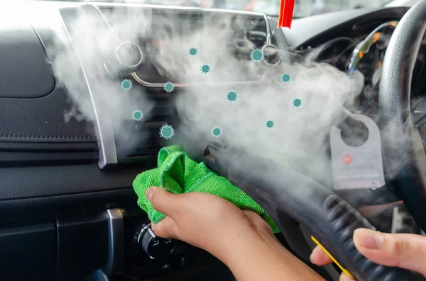 Limpe Carro Esterilização Por Calor Vapor Limpeza Dutos Desinfecção Veículos — Fotografia de Stock