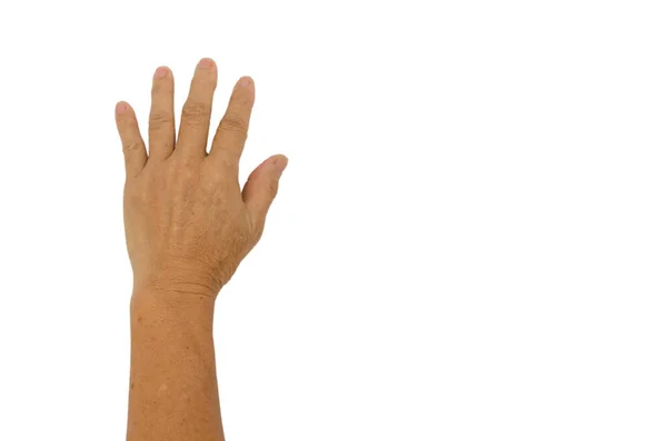 Mulher Mão Esquerda Fundo Branco — Fotografia de Stock
