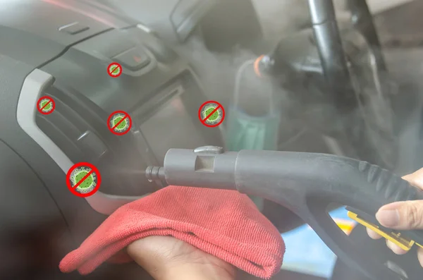 Limpe Carro Esterilização Por Calor Vapor Limpeza Dutos Desinfecção Veículos — Fotografia de Stock