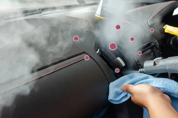 Limpe Carro Esterilização Por Calor Vapor Limpeza Dutos Desinfecção Veículos — Fotografia de Stock