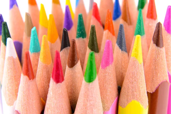Renkli Kalemler Closeup Bilenmiş — Stok fotoğraf