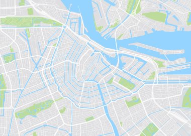 Amsterdam renkli vektör harita