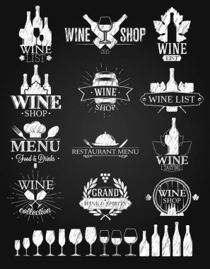 Şarap etiketleri ve logolar çizim tebeşir