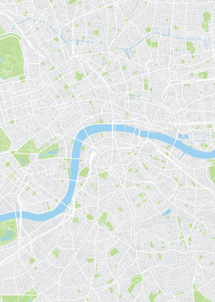 Mapa plano coloreado de Londres, vista aérea — Vector de stock