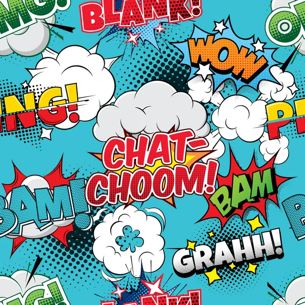 Chat-choom Fondo cómic sin costuras — Vector de stock