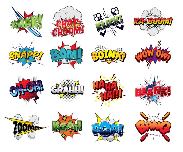 Collection vector comic sound effects pop art style — Stock Vector