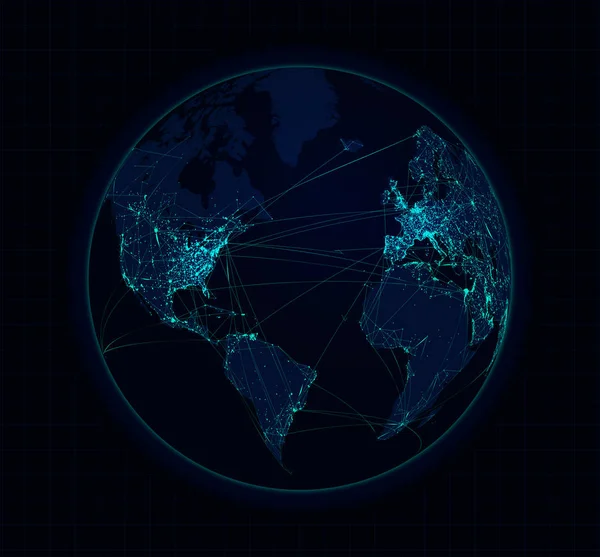 Comunicações da esfera terrestre tecnologia global. Vetor — Vetor de Stock