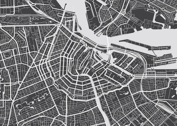 Vector detalhou mapa Amsterdã —  Vetores de Stock