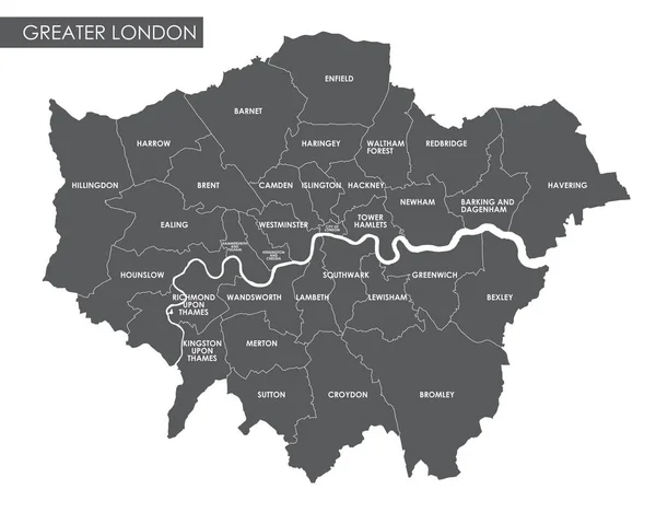 Vector Grande Londres mapa administrativo —  Vetores de Stock