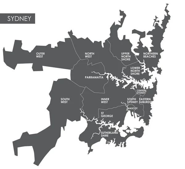 Wektor Mapa dzielnicy Sydney — Wektor stockowy