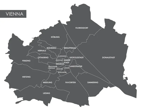 Mapa vectorial Viena el distrito — Vector de stock