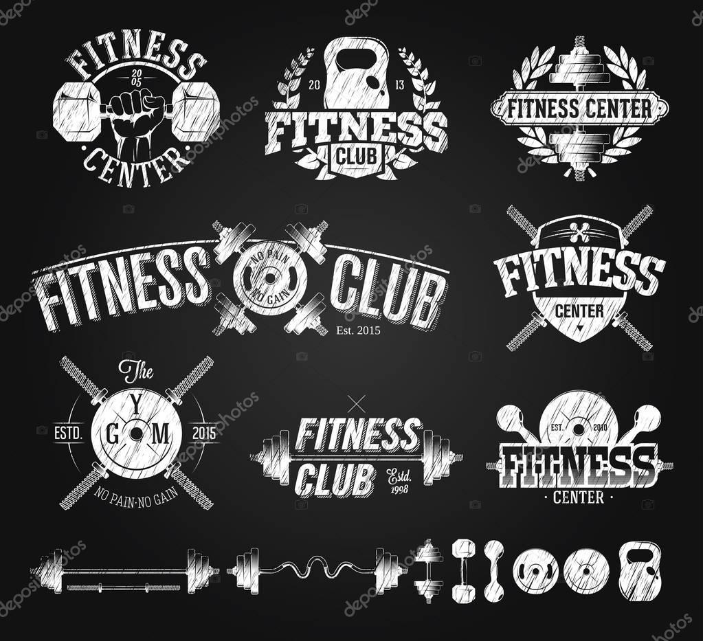 Typographic Fitness Emblems chalk drawing
