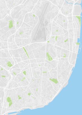 Lizbon şehir planı, detaylı vektör harita