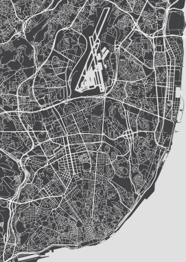 Lizbon şehir planı, detaylı vektör harita