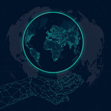 Internet iletişim düşük Poli elinde Haritası