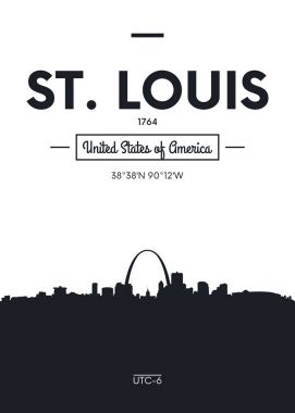 Poster şehir manzarası St Louis, düz stil vektör çizim