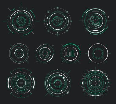 Vektör fütüristik kullanıcı arabirimi Hud, bilim-kurgu görüntülemek dairesel elemanları