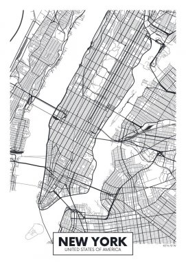 Vektör poster harita şehir New York