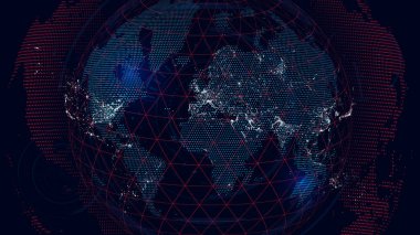 Küresel iletişim ağı, fütüristik arka plan Dünya Haritası