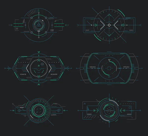 Controle de exibição futurista, elementos de hud do painel de navegação —  Vetores de Stock