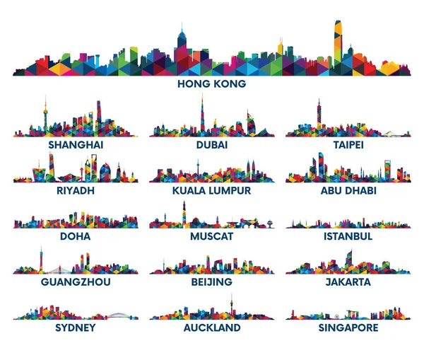 Padrão geométrico skyline cidade Península Arábica e Ásia — Vetor de Stock