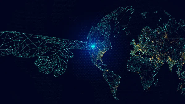 Technologies globales interface tactile carte du monde de la science-fiction des réseaux — Image vectorielle