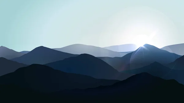 Névoa da paisagem nas montanhas azuis ilustração vetorial —  Vetores de Stock