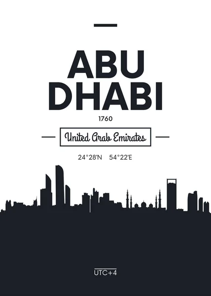Poster şehir manzarası Abu Dhabi, düz stil vektör çizim — Stok Vektör