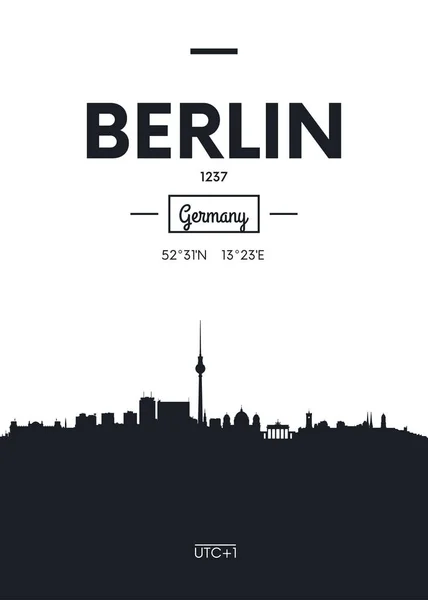 Plakát Panorama Berlin, plochý vektorové ilustrace — Stockový vektor