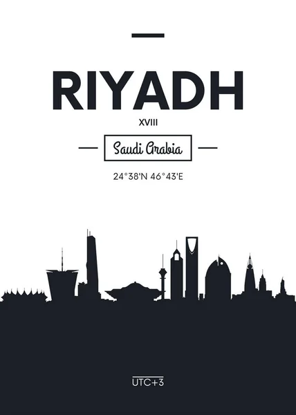 Affiche ville skyline Riyad, Illustration vectorielle de style plat — Image vectorielle