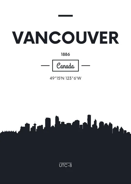 Плакат Сіті горизонт Ванкувер, плоскі стиль Векторні ілюстрації — стоковий вектор