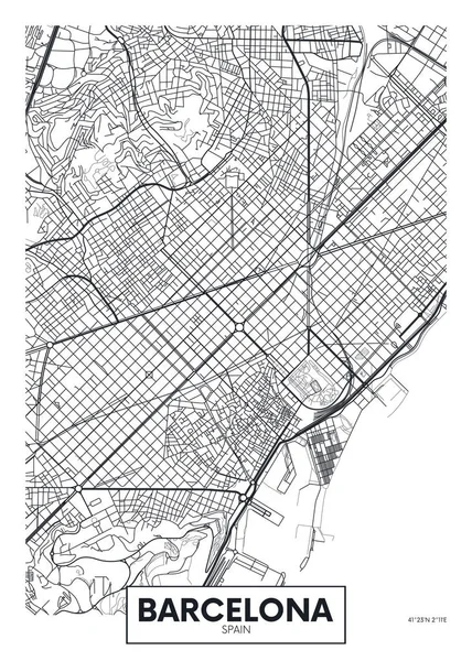 Vektor plakát mapa města Barcelona — Stockový vektor