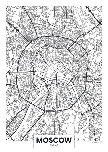 Mapa del póster vector ciudad Moscú — Vector de stock