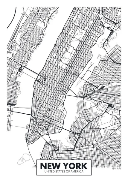 矢量海报地图城市纽约 — 图库矢量图片