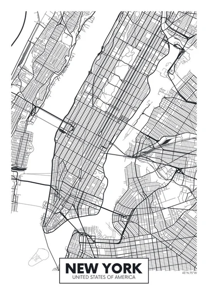 Векторная карта Нью-Йорк — стоковый вектор