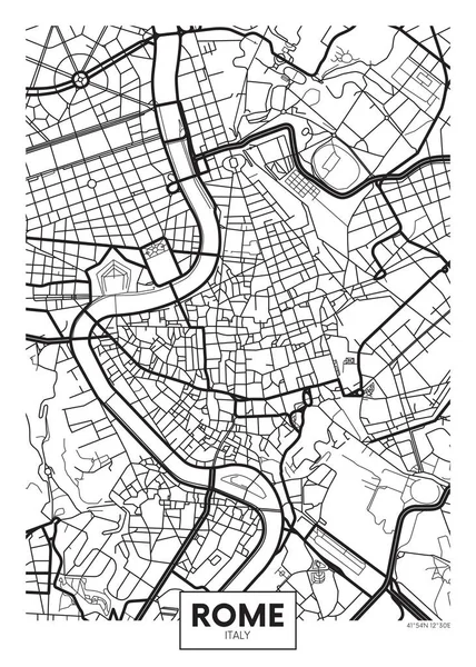 Mapa del póster del vector ciudad Roma — Archivo Imágenes Vectoriales